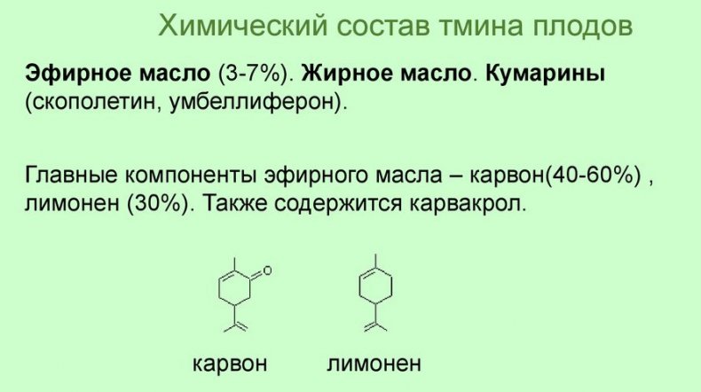 Химический состав плодов тмина