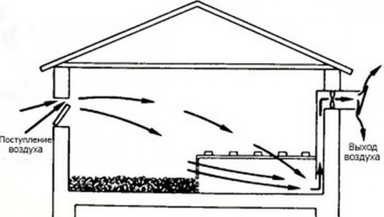 Схема естественной вентиляции в курятнике