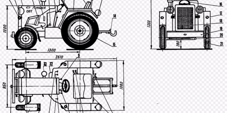 чертеж мини - трактора